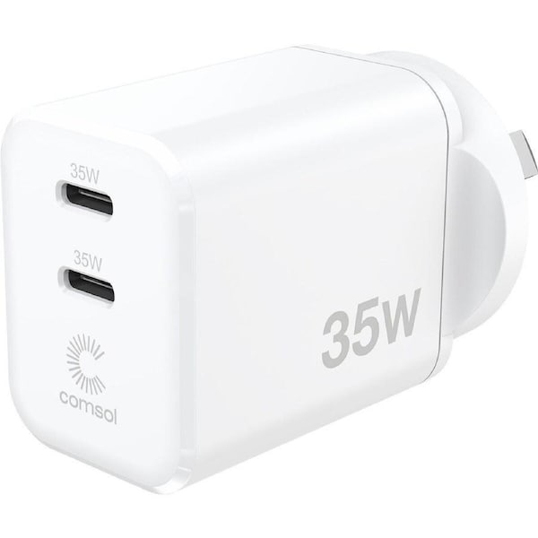 Comsol Wall Charger 35W Dual Port USB-C White WCC235WH