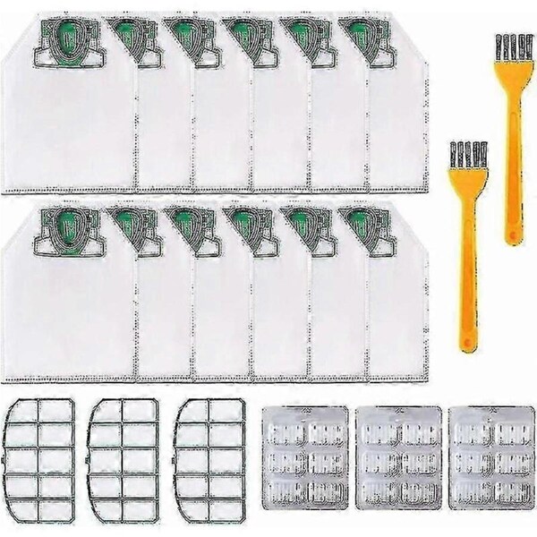 JOYBUY 12 Bags + Filters & Scent Chips for Vorwerk Kobold VK200 FP200 Vacuum Cleaner