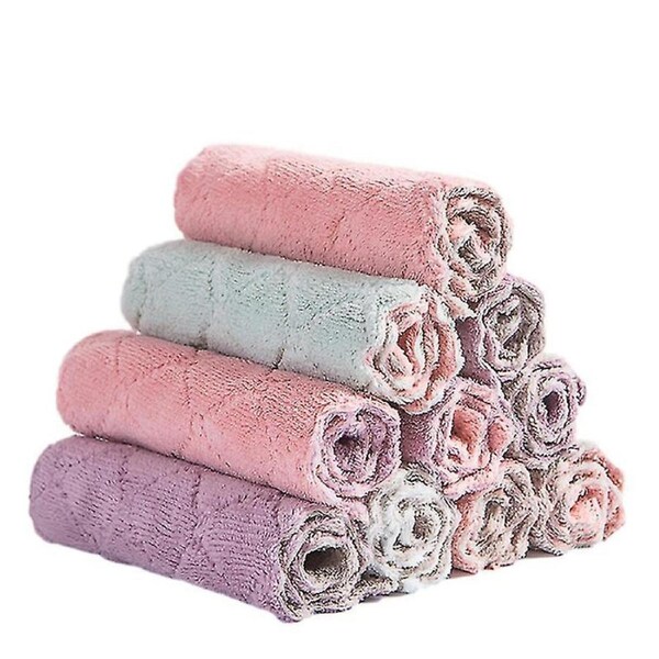 JOYBUY 8PCS Randon Color 8pcs Microfiber Towel Absorbent Kitchen Cleaning Cloths Non stick Oil Dish Towel R