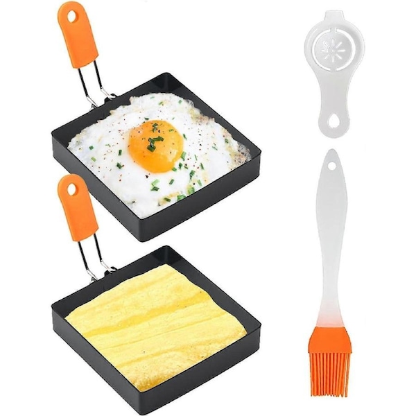 JOYBUY Square Egg Ring for Frying Egg, 2pcs 4 Inch Egg Pancake Cooking Rings for Egg Muffins Omelet Maker, Non Stick Stainless Steel Fried Egg Ring Pcake