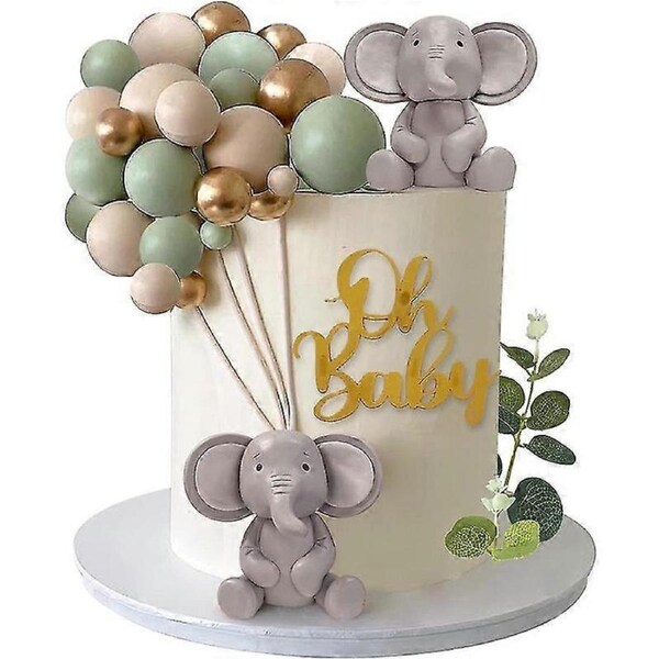 JOYBUY 26Pcs Baby Elephant Pearl Balls Cake Toppers Baby Shower Cake Decoration