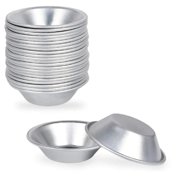 JOYBUY 25 Pack Egg Tart Mold Egg Tart Cup Egg Tart Base, Round Resuable Nonstick (Aluminum)