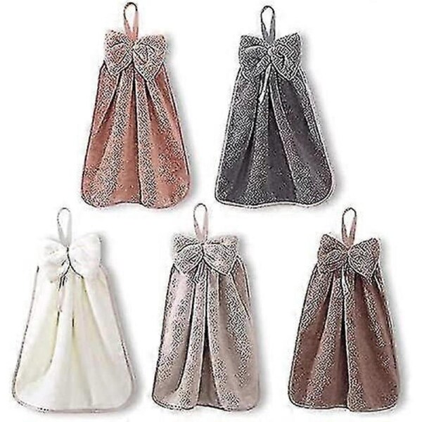 JOYBUY 5pcs Hand Towels With Hanging Loop For Bathroom And Kitchen