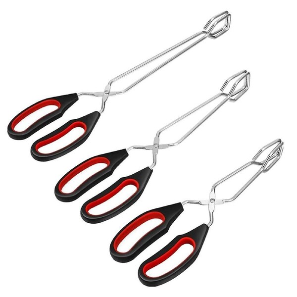 JOYBUY 3 Pack Cooking Scissor Tongs Kitchen Baking Bread Food Tong Barbecue Grilling Tongs