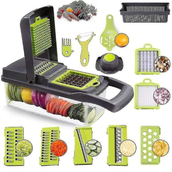 JOYBUY 15 In 1 Vegetable Chopper Salad Fruit Mandolin Slicer Food Dicer Cutter Peeler Z