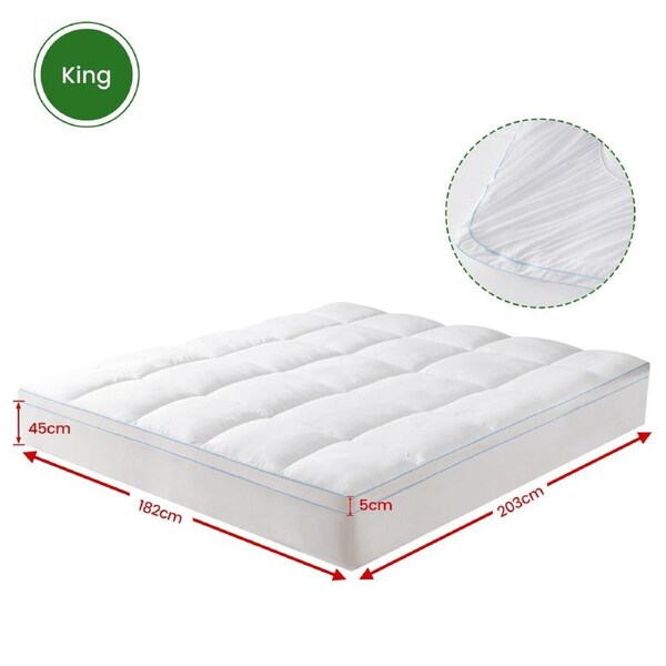 LINENOVA Luxury 1000GSM Bamboo Mattress Topper Fluffy Soft Cooling Fitted Mattress Pillowtop All Size King