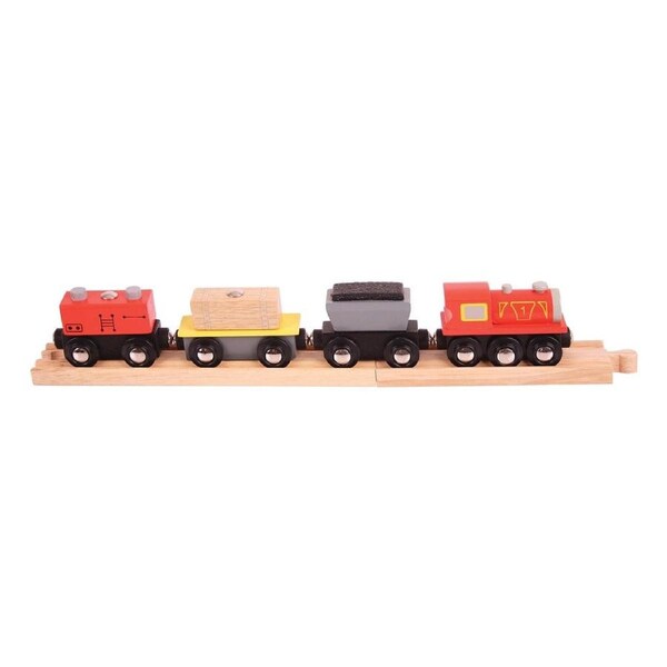 Bigjigs Rail Freight Train Wooden Cargo Train with Magnetic Carriages