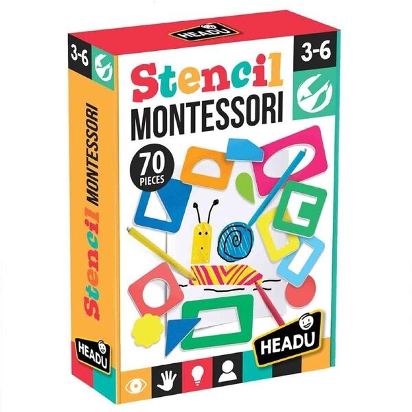 Headu Montessori Drawing Art Kit with Stencils for Kids