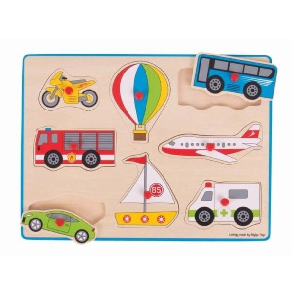 Bigjigs Toys Transport Lift Out Wooden Puzzle for Kids