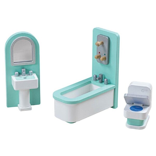 Tidlo Wooden Bathroom Furniture Set Dollhouse Accessory for Kids Pretend Play