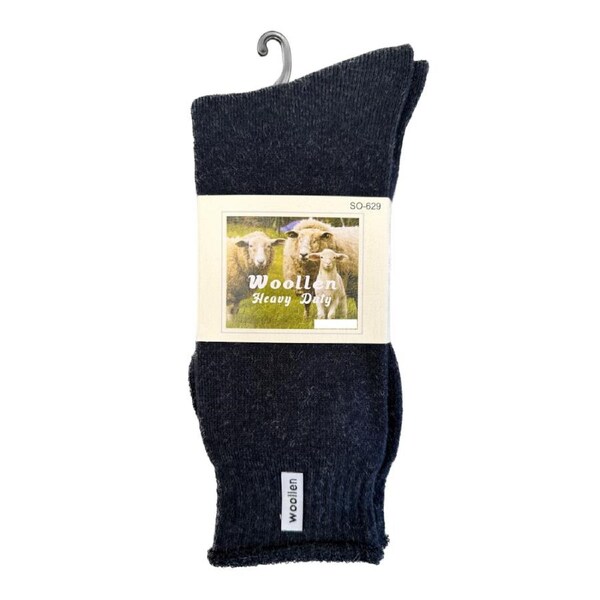 1 Pair Premium Mens Wool Heavy Duty Thick Work Socks Cushion Woolen - Navy 7-11