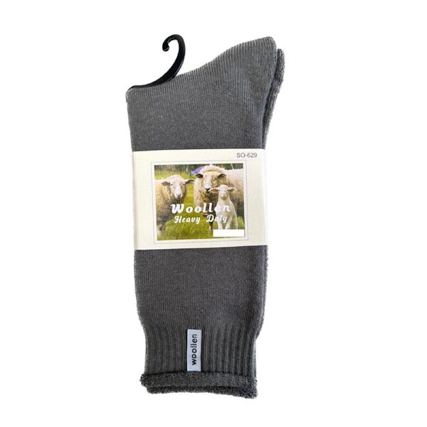 1 Pair Premium Mens Wool Heavy Duty Thick Work Socks Cushion Woolen - Grey 7-11