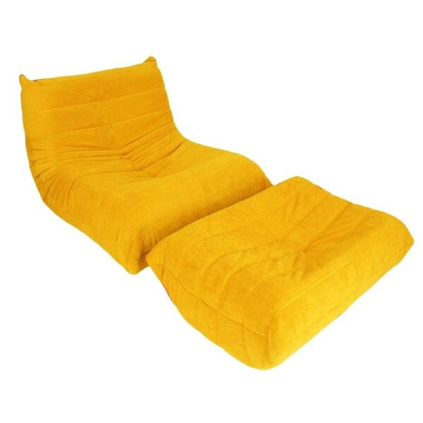 High Back Single Fireside Togo Sofa Chair Cozy Lounge Chair with Ottoman High Density Sponge Multiple Colors Comfortable and Durable (Yellow)