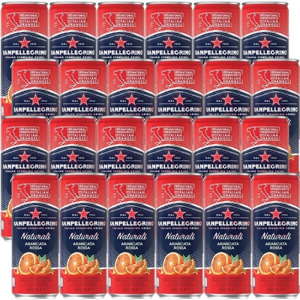 San Pellegrino Aranciata Rossa Blood Orange 330mL Slim Can Sparkling 24 Pack S. Pellegrino