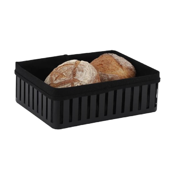 Classica Hudson Black Metal Bread Basket with Cotton Lining 25 x 19cm
