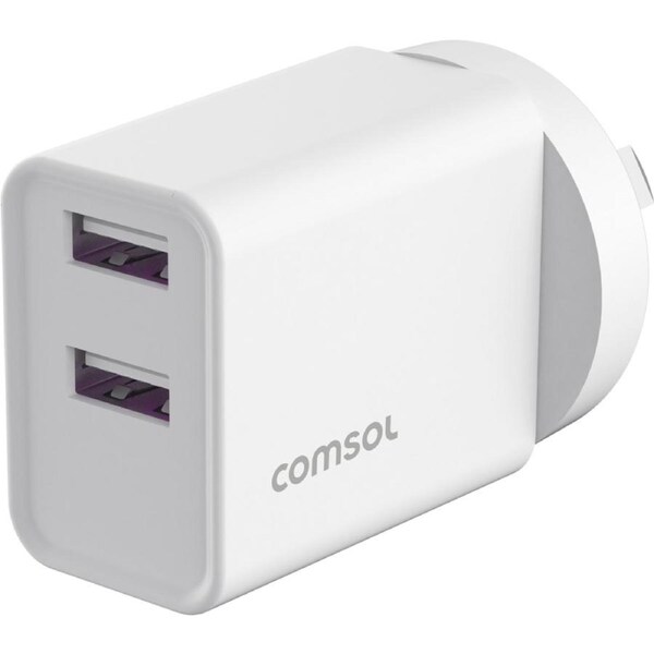 Comsol Wall Charger 12W USB-A Dual Port White AC12A2W