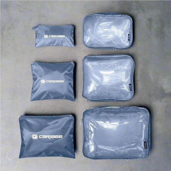 Caribee Packing Cube & Travel Pouch Set 6-Piece Deluxe Ocean Blue 13851