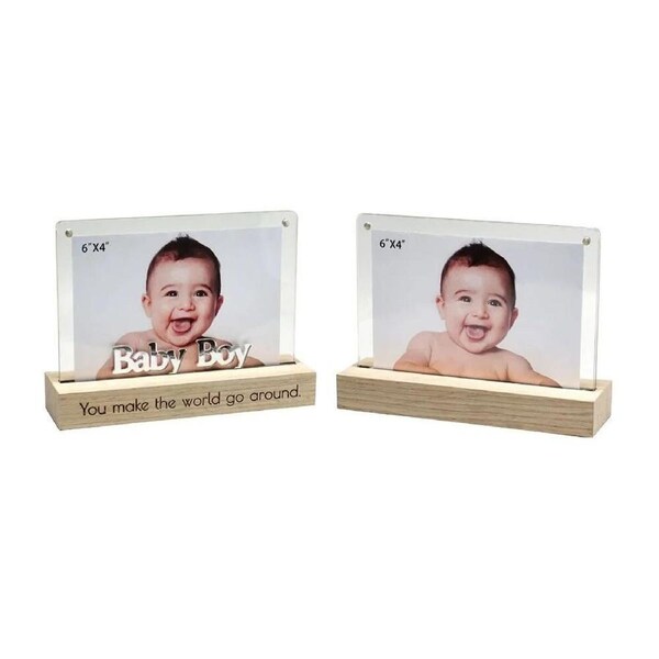 Gibson Gifts Photo Frame Dual View 6x4 Baby Boy Landscape, 20625