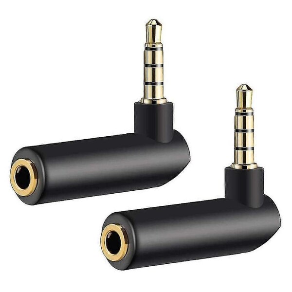 JOYBUY Headphone Adapter, 90 Degree Headphone Jack Adaptor 3.5mm Male To Female (2pcs, Black)