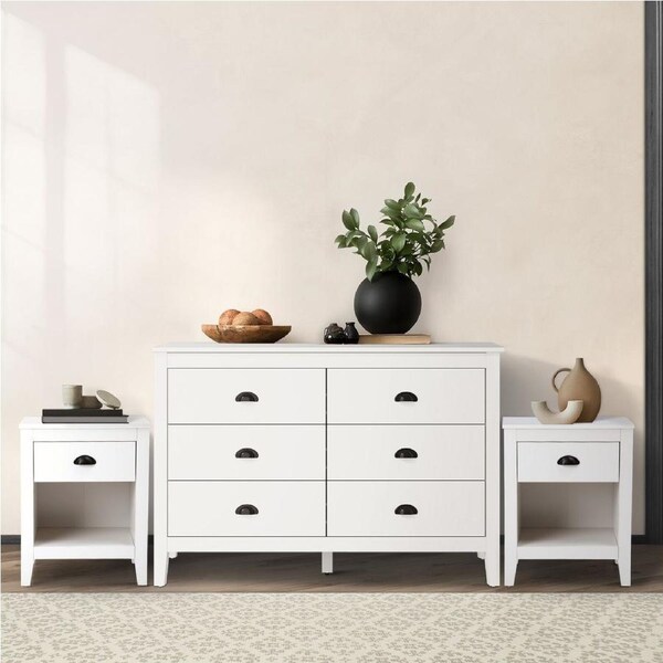 Oikiture 6 Chest of Drawers and 2 Bedside Tables Vintage Nightstands Bedroom Set