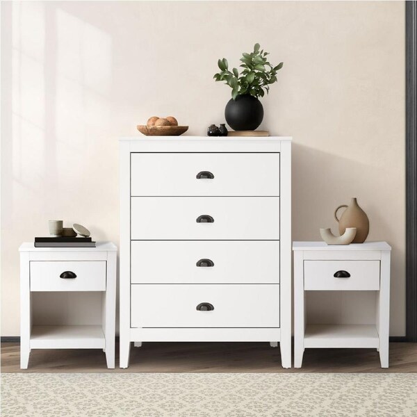 Oikiture 4 Chest of Drawers and 2 Bedside Tables Vintage Nightstands Bedroom Set