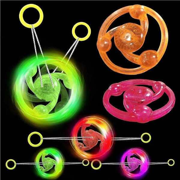 Rope Flywheel Spinner Light up Spinning Gyro Glow in The Dark Party Favors Kids Prize 20 Packs