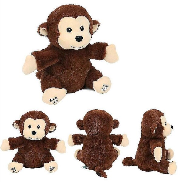 Clapping Monkey Electric Plush Toy Will Sing And Shake Hands Kids Interactive Doll Brown
