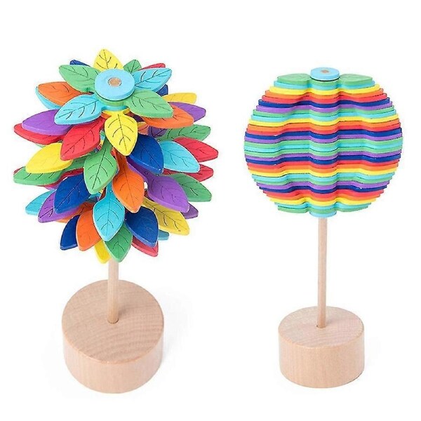 Wooden Spiral Lollipop Stress Relief Decompression Toy Spinning Magic Wand Toys