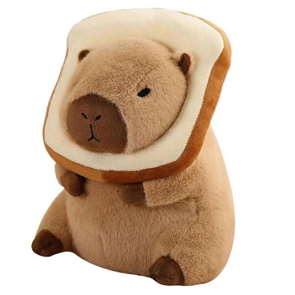 Cute Capybara Plush Pillow with Wearable Toast Headwear Kawaii Bread Capybara Stuffed Animals Toys