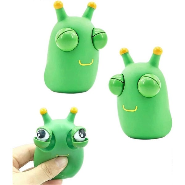2 Pcs Fun Grass Bug Pinch Toys Green Bug Toys Squeeze Toys with Pop Eyes, Popping Eyes Stress Toys Squeeze Toys