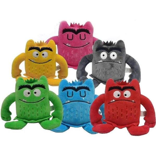 Monster Plush Toys, My Emotional Little Monster Cartoon Doll, Blue/red Monster Plush Toy, Color Plush Doll Set-1set 6pcs