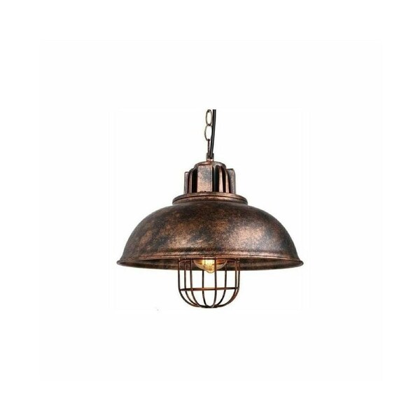Industrial Pendant Light – 33cm Ceiling Lamp with Metal Shade, E27 Bulb, Copper Rust Finish