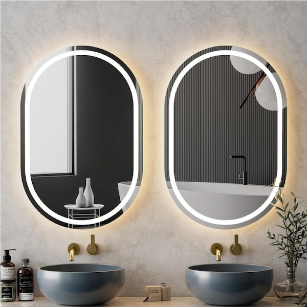 Embellir Wall Mirror 50X75CM LED Home Decor Oval Mirrors Set of 2