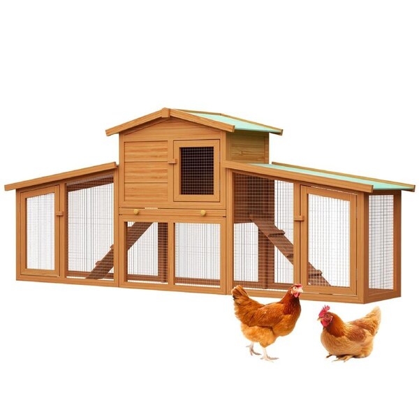 Advwin Large Chicken Coop Wooden Rabbit Hutch Small Pet House 204x35x85cm