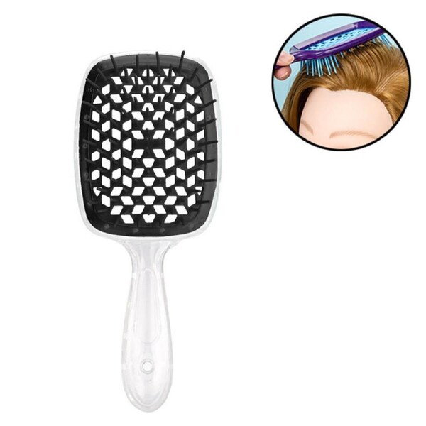 Nevenka Massage Hair Brush Wet & Dry Vented Detangling for All Hair Types-BlackClear