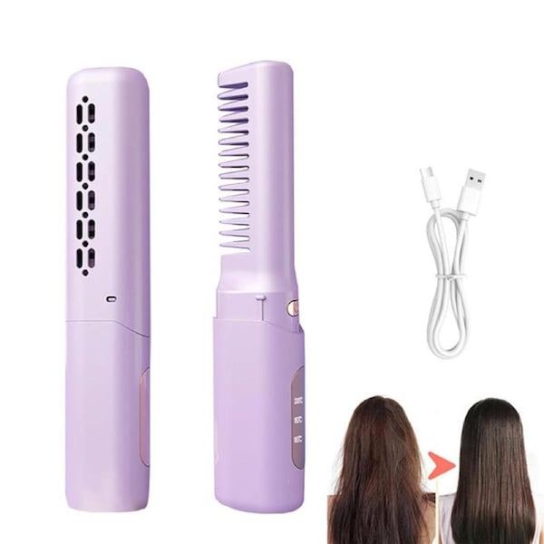 Nevenka Cordless Hair Straightener 30s Fast Heating with LCD Display-Purple