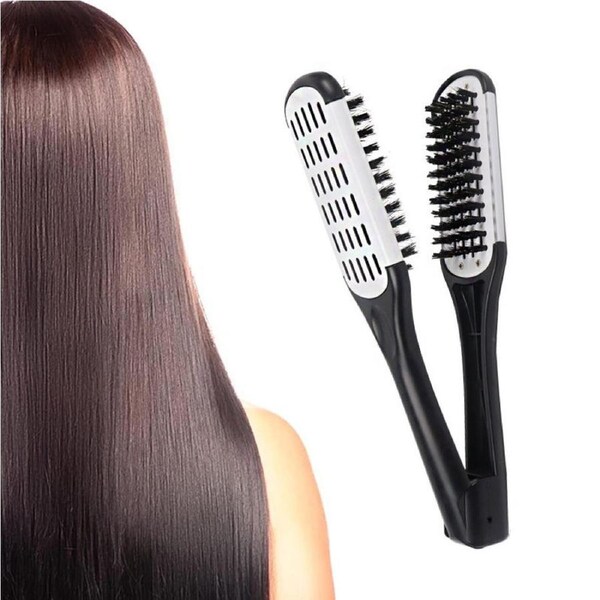 Nevenka Boar Bristle Hair Brush Double Sided for Straightening Curling-White