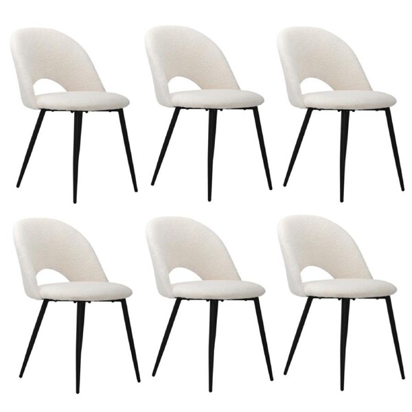 Oikiture 6PCS Dining Chairs Accent Chair Armchair Sherpa White