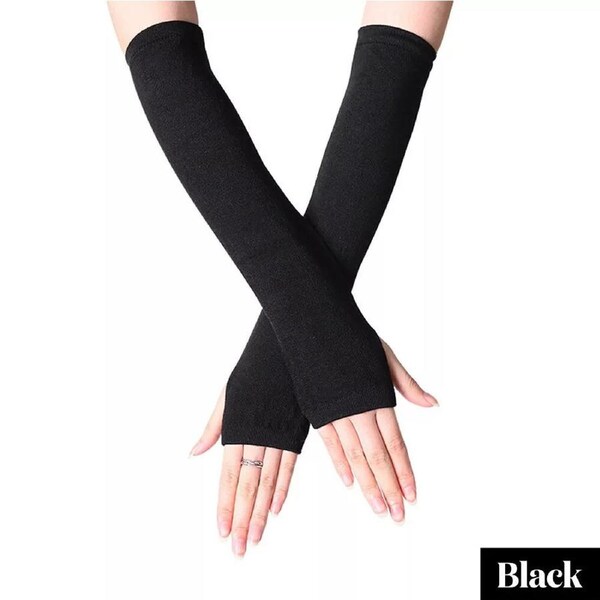 Winter Long Knitted Fingerless Gloves Wrist Arm Hand Warmer Women Mitten
