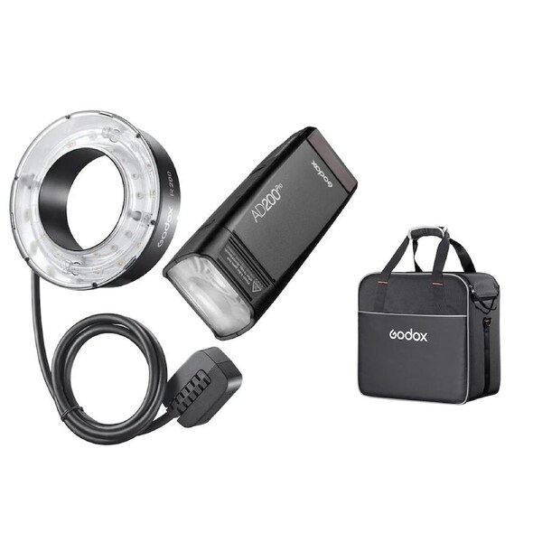 Godox AD200Pro Flash + R200 Ringflash Head Kit with CB-56 Carry Bag