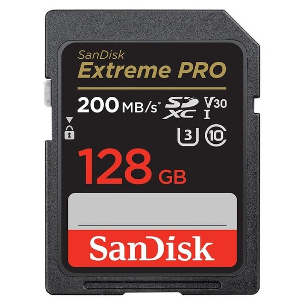 SanDisk Extreme Pro SDXC 128GB 200MB/S R, 90MB/S W, V30 U3, C10 Memory Card