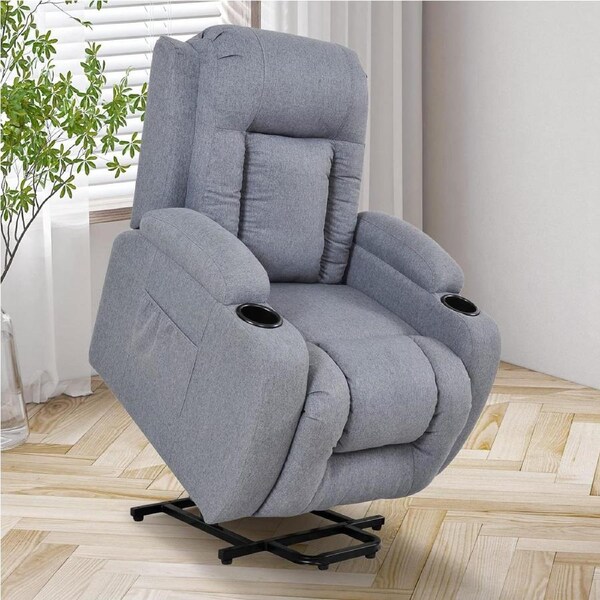 Advwin Electric Lift Recliner Chair Massage Chair Lounge Heat Armchair with USB Port Grey