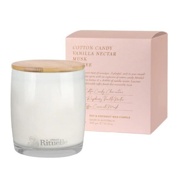 Urban Rituelle Apotheca Soy Candle - Cotton Candy, Vanilla Nectar, Musk & Toffee 400gm