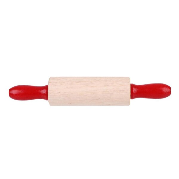 Daily Bake Small Wood Rolling Pin Pastry Dough Roller 20x3.7cm Natural/Red