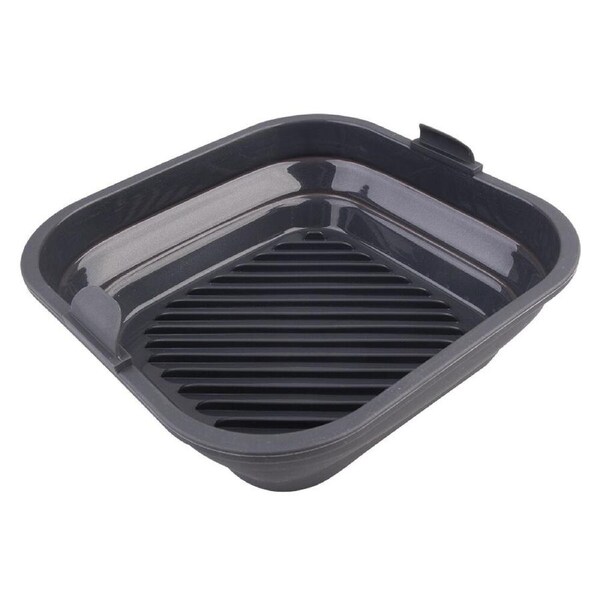 Daily Bake Silicone Square Collapsible Air Fryer Basket Tray 22cm Charcoal