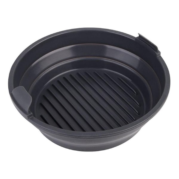 Daily Bake Silicone Round Collapsible Air Fryer Basket Tray 22cm Charcoal