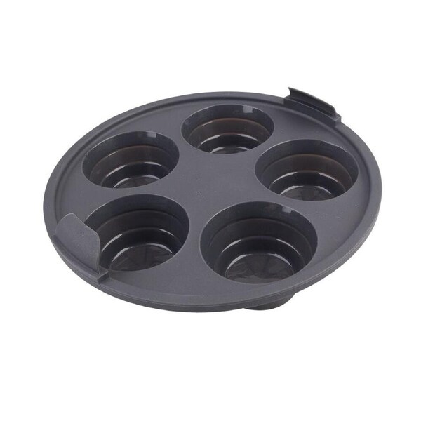 Daily Bake Silicone Round Collapsible Air Fryer 5-Cup Muffin Pan 22cm Black