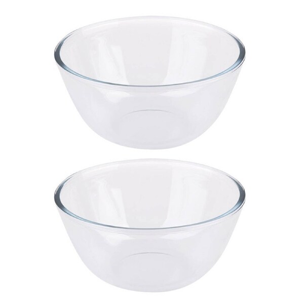2PK Daily Bake Borosilicate Glass Mixing Bowl 23cm./2.6L Rnd Cooking/Baking CLR