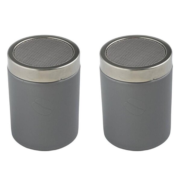 2PK Crema Pro Cocoa Shaker Flour Powder Duster Sprinkler Kitchen/Barware Grey