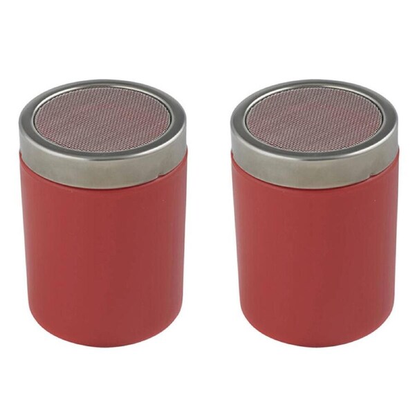 2PK Crema Pro Cocoa Shaker Flour Powder Duster Sprinkler Kitchen/Barware Red